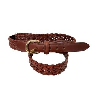 Vintage Dooney & Bourke Men's Size 44 Leather Belt Brown Braided Made In USA